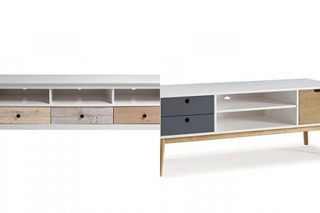 Mueble tv madera maciza blanca