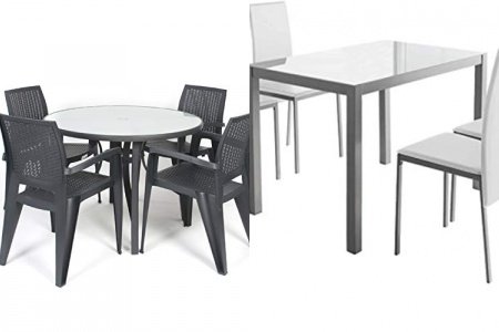 Conjunto mesa cristal y sillas