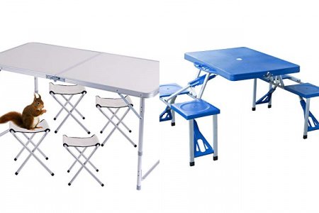 Mesa camping plegable con sillas