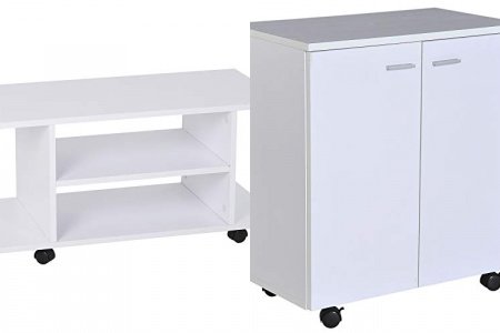 Mueble tv blanco con ruedas