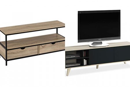 Mueble tv madera y negro